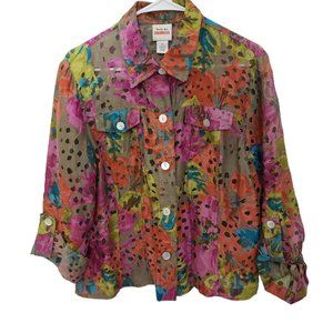 CT186a Ruby Rd. Favorites Multi-color Button-down Shirt Size 12